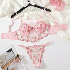 Women's French Floral Lace Lingerie Set – Bra & Matching Panty Set