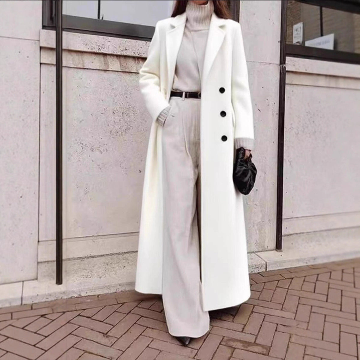 Alanah | Long Double-Breasted Coat with pockets