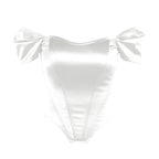 Women's Off-Shoulder Corset Bodysuit – Bow Sleeve Fitted Party Bodysuit