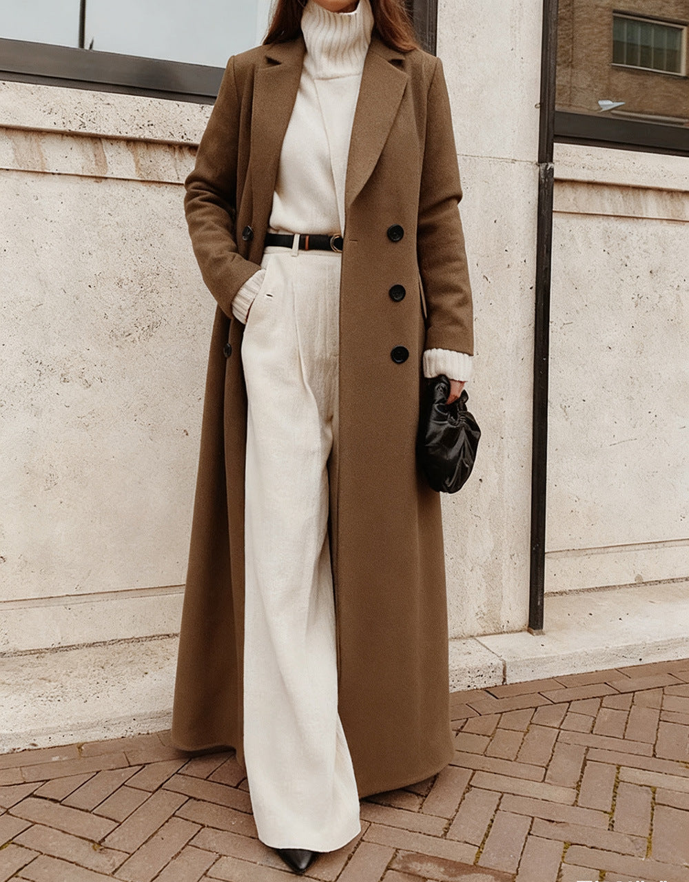 Alanah | Long Double-Breasted Coat with pockets