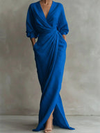 Women's V-Neck Maxi Dress – Minimalist Flowy Summer Dress