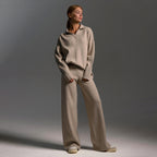 Women's Oversized Collared Sweater Set – Polo Top Wide Leg Pants Set