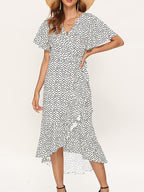 Women's Belted Wrap Maxi Dress – V-Neck Formal Occasion Dress