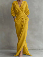 Women's V-Neck Maxi Dress – Minimalist Flowy Summer Dress