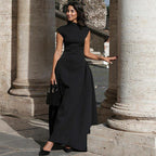 Women's Side Slit Maxi Gown – High Neck Formal Evening Dress
