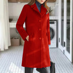 Women's Classic Lapel Coat – Long Button Front Overcoat