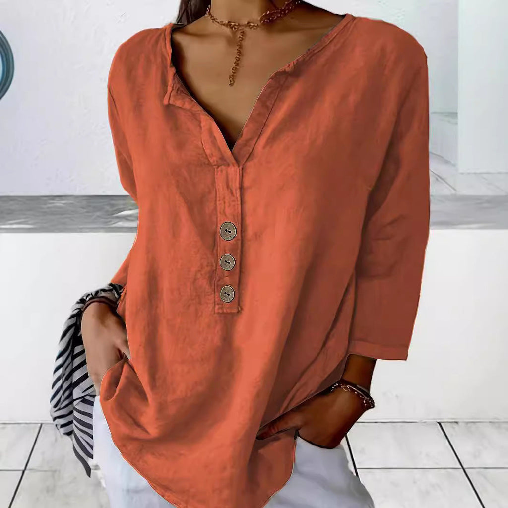 Women's Collared Button Blouse – Relaxed Everyday Shirt Blouse