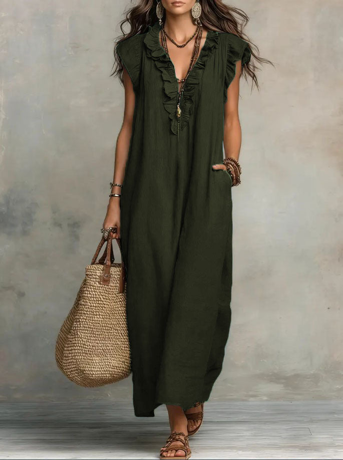 Women's Relaxed Boho Maxi Dress – Flowy Summer Dress