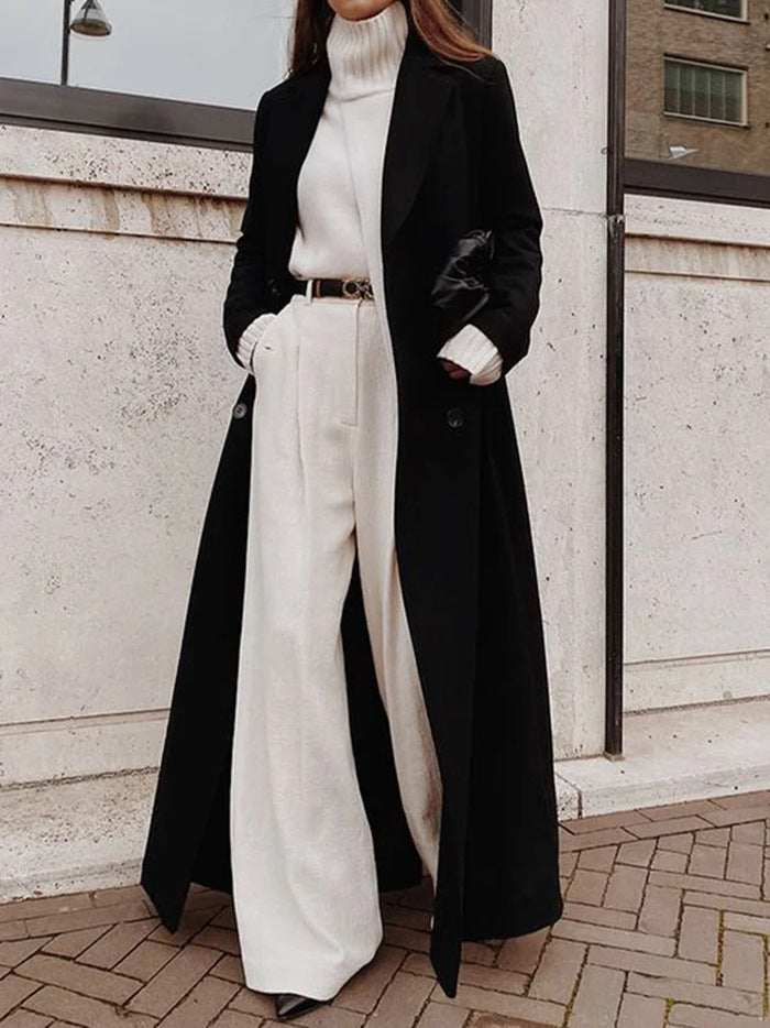 Alanah | Long Double-Breasted Coat with pockets