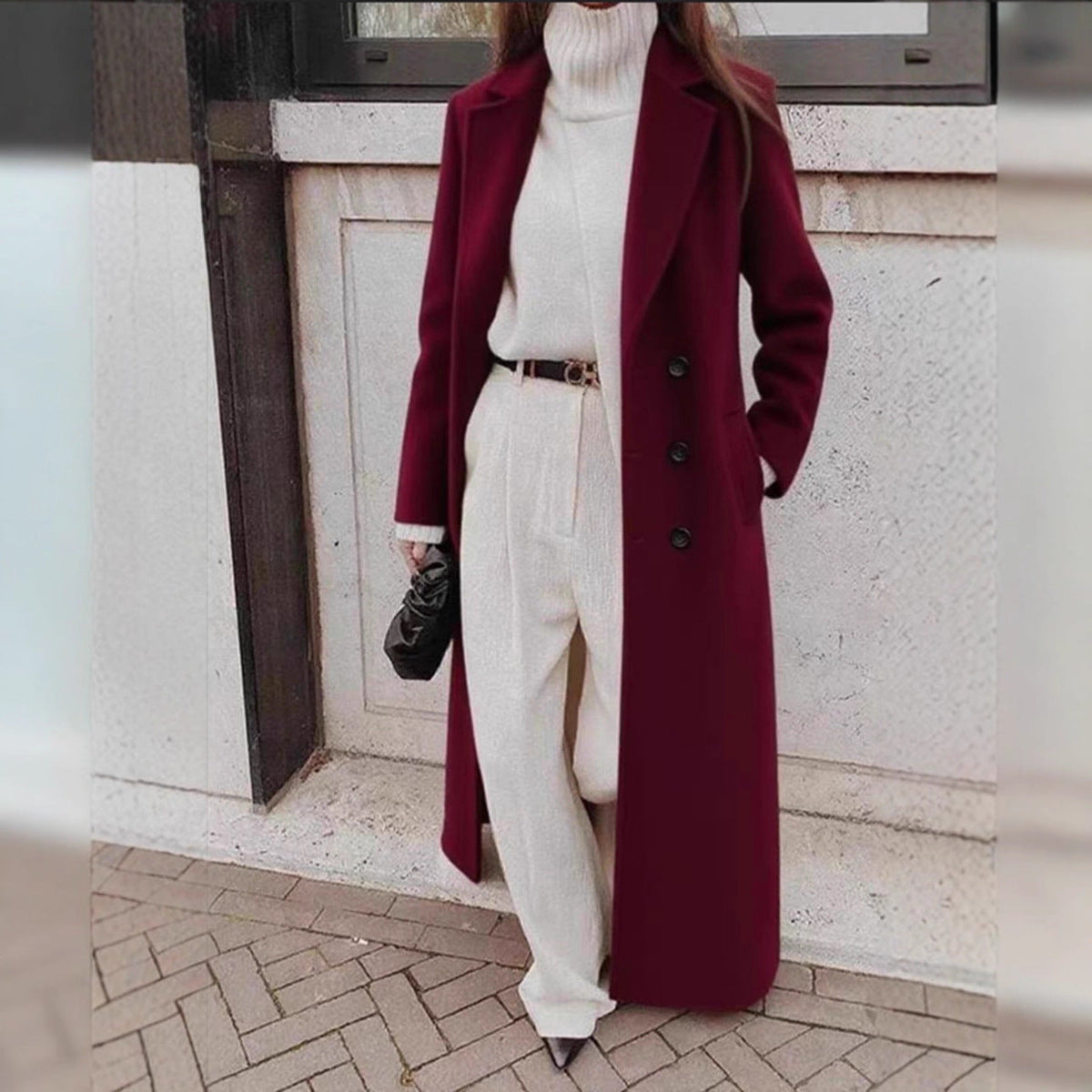 Alanah | Long Double-Breasted Coat with pockets