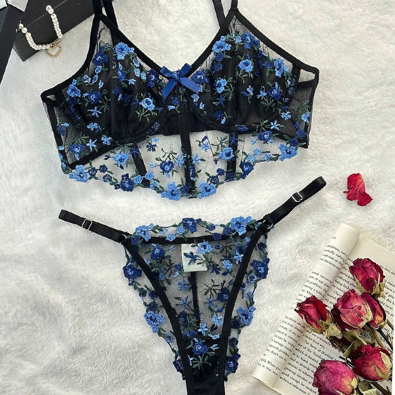 Women's French Floral Lace Lingerie Set – Bra & Matching Panty Set
