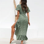 Women's Belted Wrap Maxi Dress – V-Neck Formal Occasion Dress
