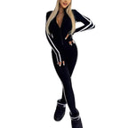 Women's Side Stripe Active Bodysuit – Long Sleeve Fitted Sport Bodysuit