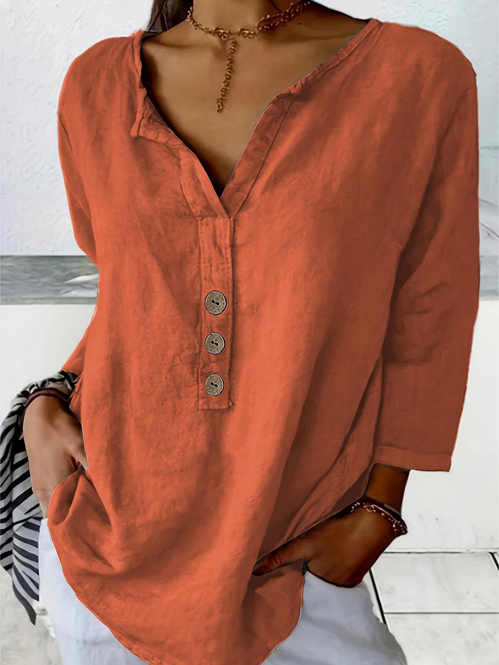 Women's Collared Button Blouse – Relaxed Everyday Shirt Blouse