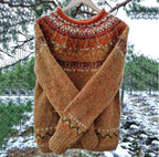 Women's Vintage Nordic Sweater – Icelandic Pattern Crew Neck Pullover