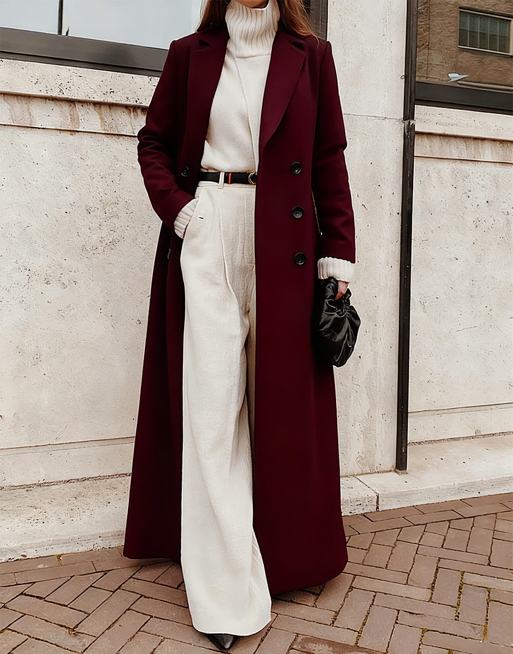 Alanah | Long Double-Breasted Coat with pockets