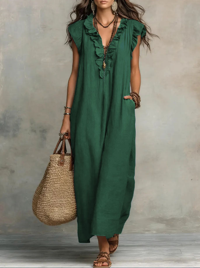 Women's Relaxed Boho Maxi Dress – Flowy Summer Dress