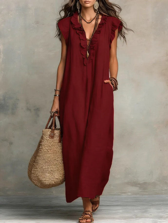 Women's Relaxed Boho Maxi Dress – Flowy Summer Dress