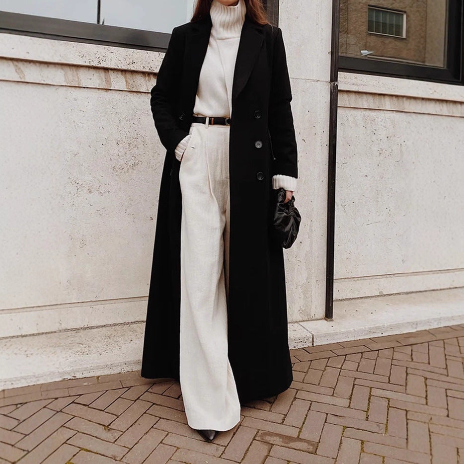 Alanah | Long Double-Breasted Coat with pockets