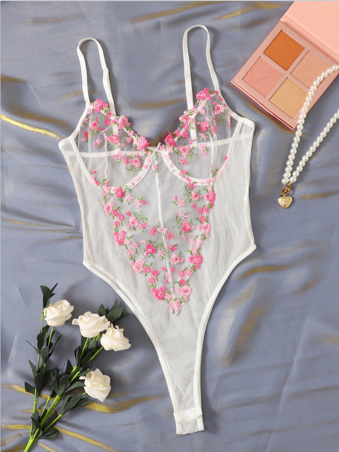 Women's Floral Embroidered Bra Set – Lace Bra & Matching Brief Set