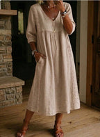 Women's Vintage Denim Look Dress – Button Front Relaxed Dress
