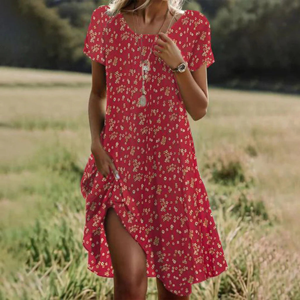 Women's Relaxed Summer Midi Dress – Flowy Day Dress
