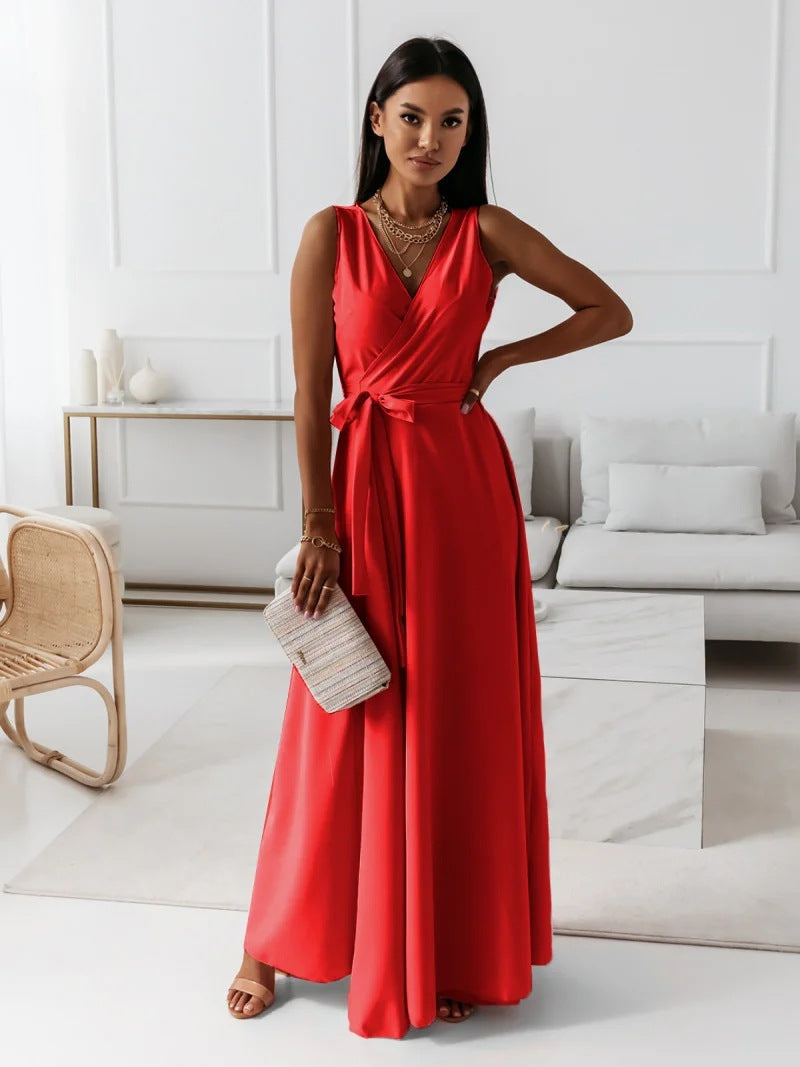 Women's Wrap Wedding Guest Maxi Dress – Flowy Formal Occasion Dress