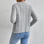 Women's Button Front Cable Knit Cardigan – Long Sleeve Winter Cardigan