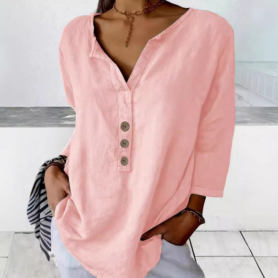 Women's Collared Button Blouse – Relaxed Everyday Shirt Blouse