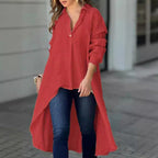 Women's Asymmetrical Tunic Blouse – Longline Button Down Shirt Blouse
