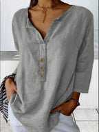 Women's Collared Button Blouse – Relaxed Everyday Shirt Blouse
