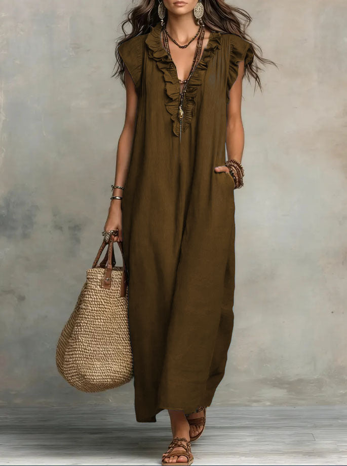 Women's Relaxed Boho Maxi Dress – Flowy Summer Dress
