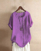 Women's Short Sleeve Button Blouse – Relaxed Button Detail Blouse