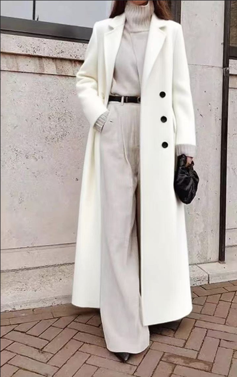 Alanah | Long Double-Breasted Coat with pockets