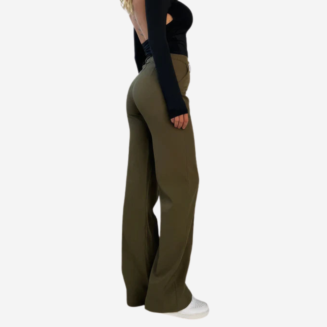 Women's Wide Leg Dress Pants – High Waist Tailored Fitted Waist Trousers
