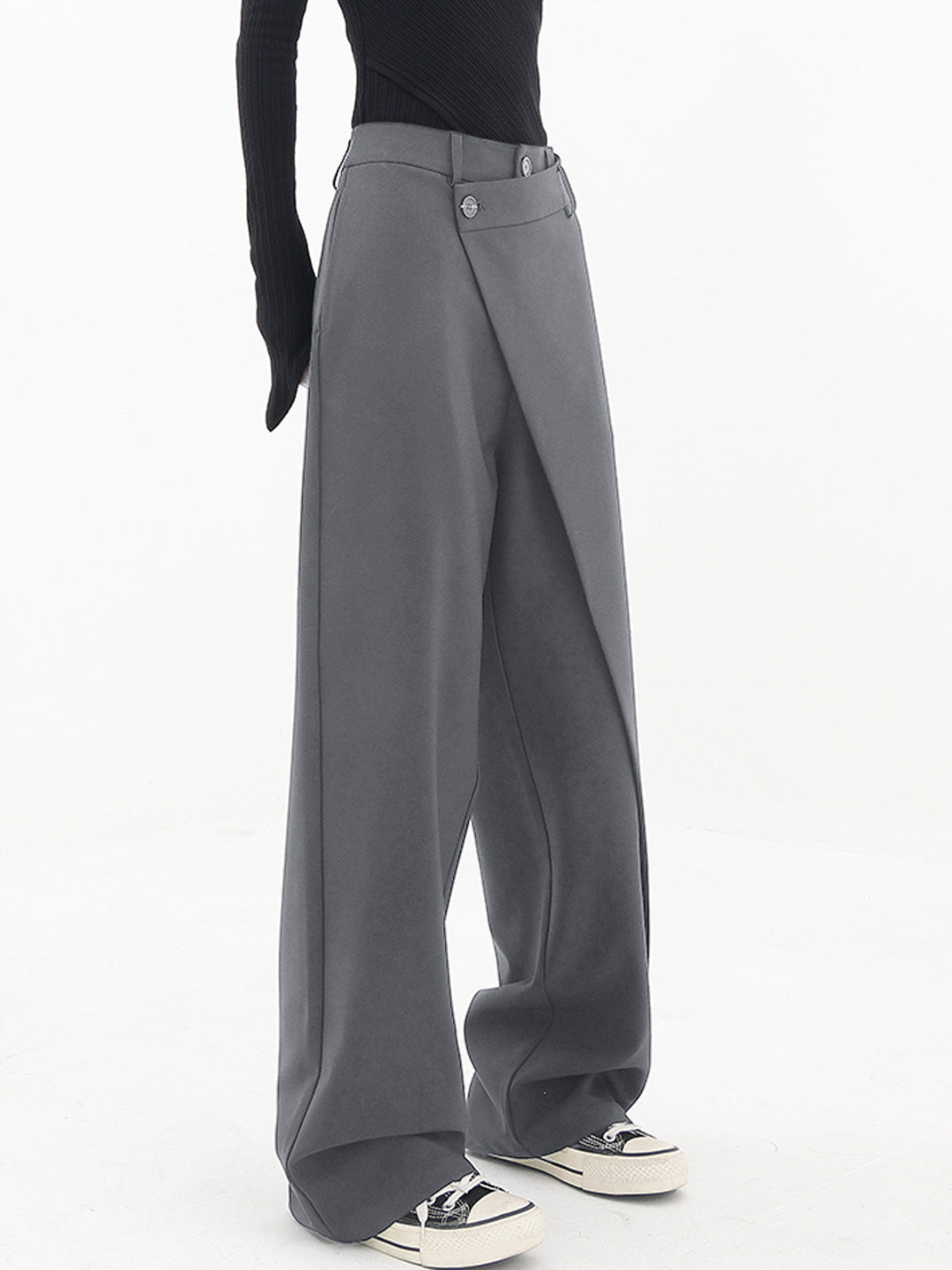 Women's Elastic Waist Crisscross Trousers – Relaxed Wide Leg Pants
