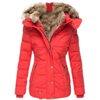 Women's Faux Fur Lined Winter Coat – Stand Collar Button Front Jacket