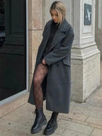 Women's Long Button Trench Coat – Tailored Classic Overcoat