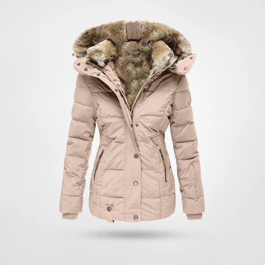 Women's Hooded Puffer Jacket – Mid-Length Winter Coat