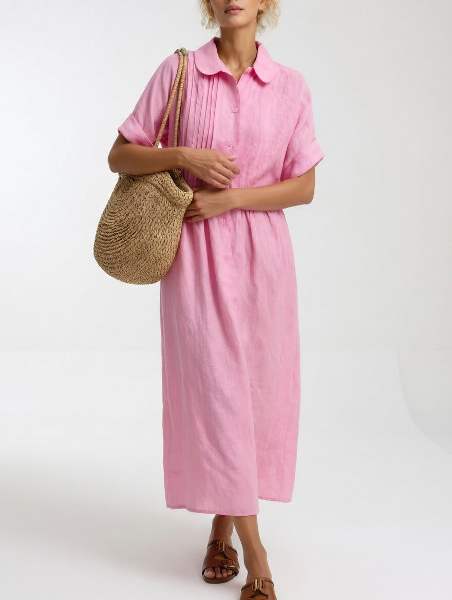 Women's Relaxed Shirt Dress – Button Front Flowy Day Dress