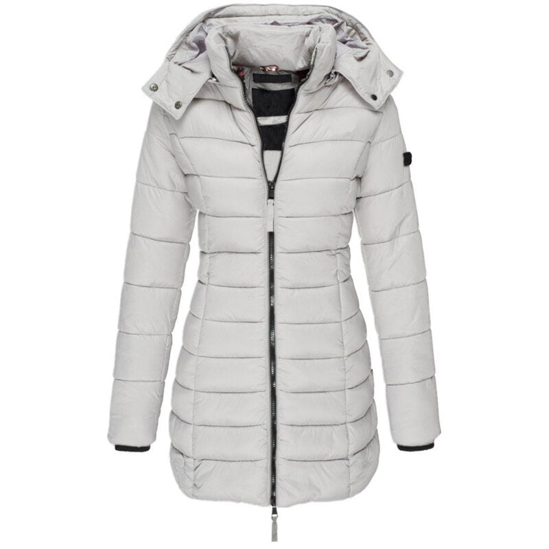 Women's Insulated Hooded Puffer Jacket – Zip-Up Cold Weather Winter Jacket