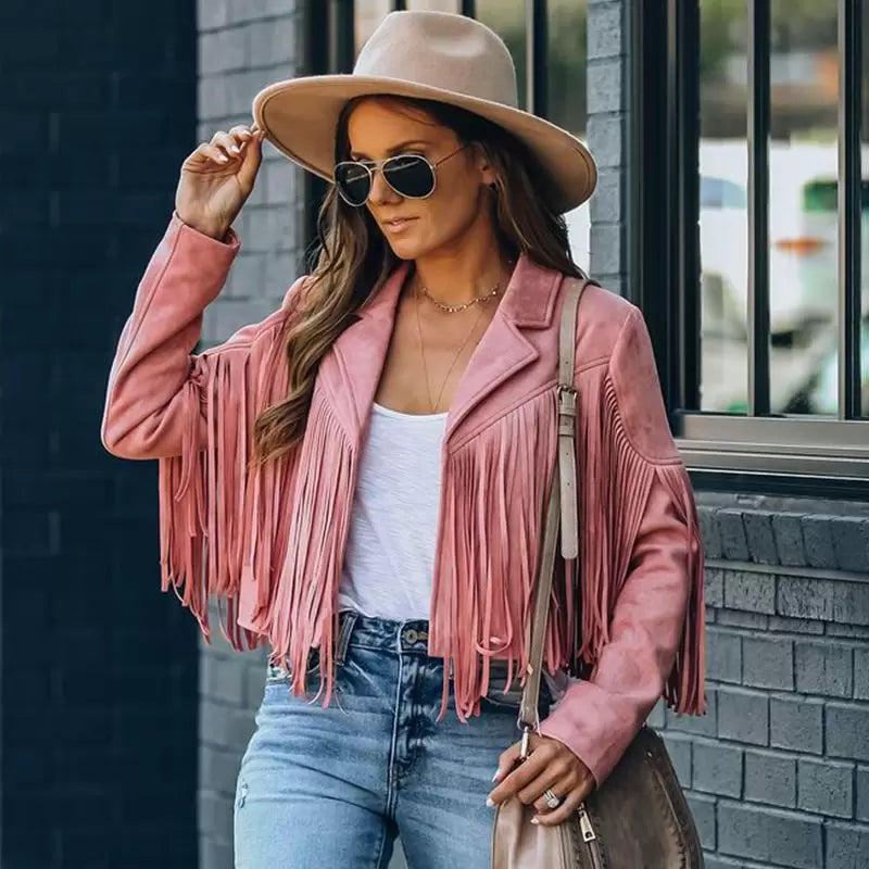 Women's Statement Fringe Jacket – Cropped Layering Jacket