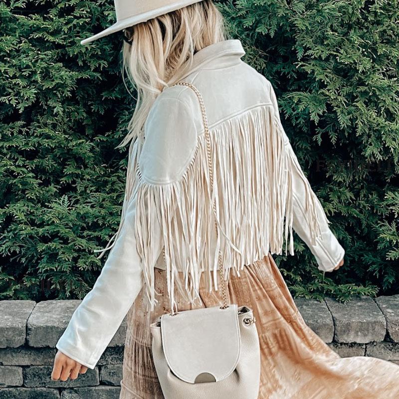 Women's Statement Fringe Jacket – Cropped Layering Jacket