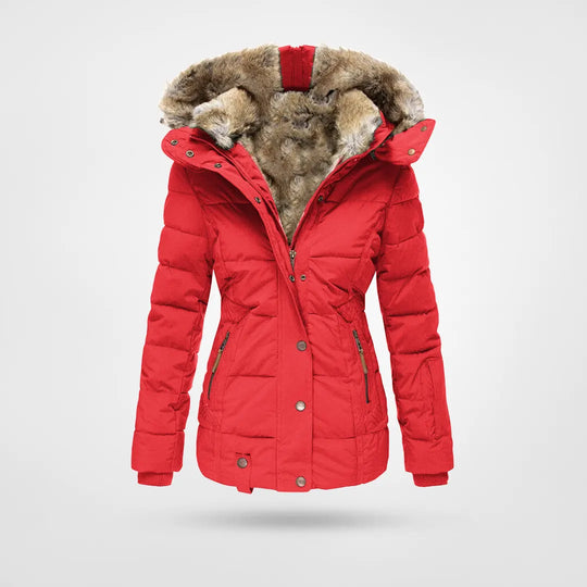 Women's Hooded Puffer Jacket – Mid-Length Winter Coat