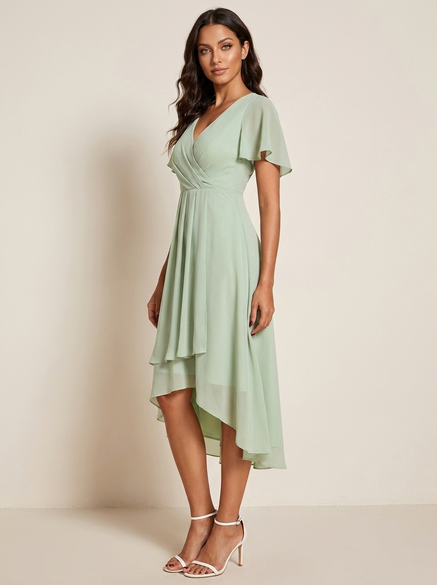 Women's Fitted Wedding Guest Midi Dress – Romantic Formal Occasion Dress