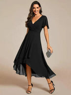 Women's Fitted Wedding Guest Midi Dress – Romantic Formal Occasion Dress