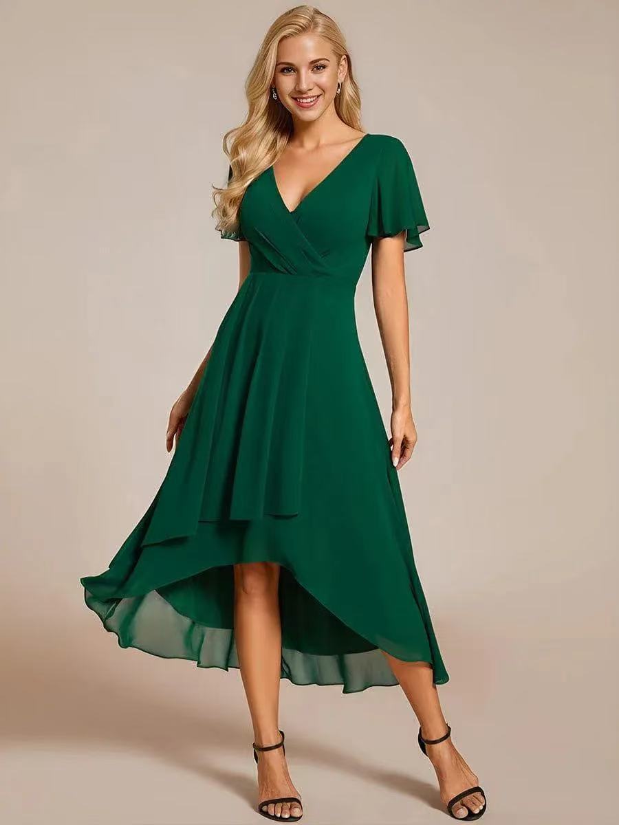 Women's Fitted Wedding Guest Midi Dress – Romantic Formal Occasion Dress