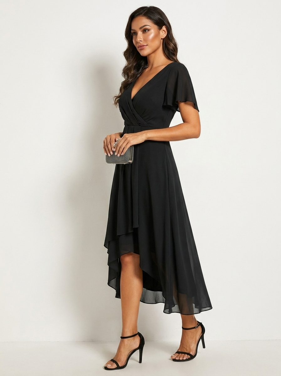 Women's Fitted Wedding Guest Midi Dress – Romantic Formal Occasion Dress