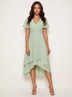 Women's Fitted Wedding Guest Midi Dress – Romantic Formal Occasion Dress