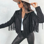 Women's Statement Fringe Jacket – Cropped Layering Jacket